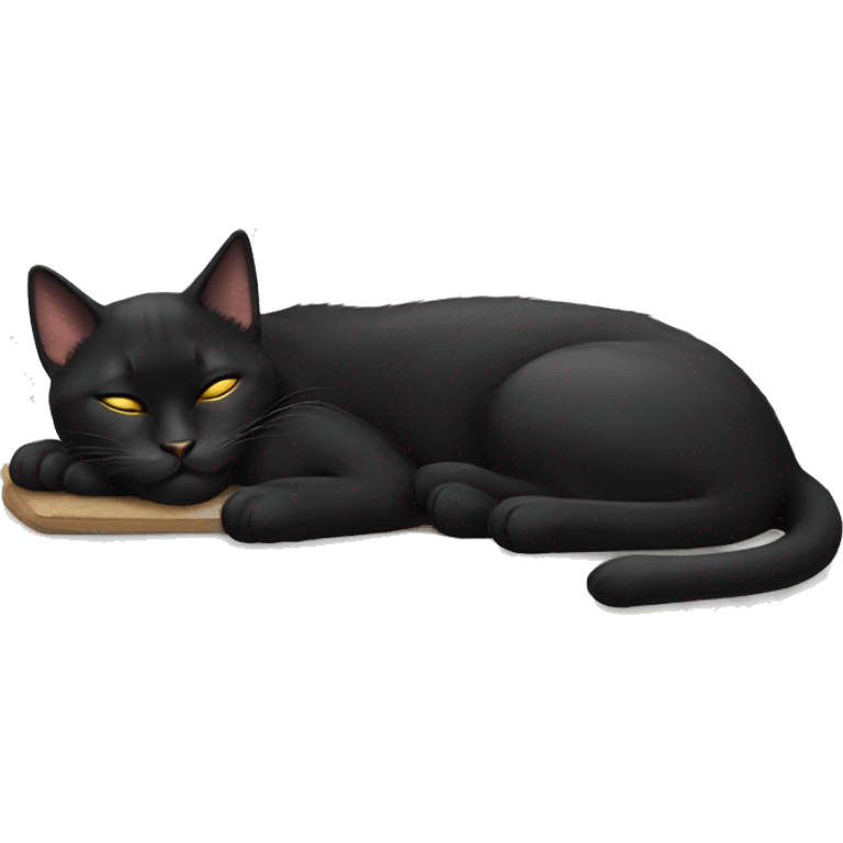 realistic black cat sleeping emoji