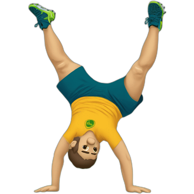 Ange postecoglou doing a handstand emoji