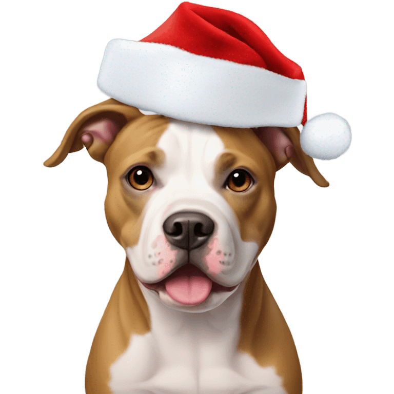 American staffordshire terrier with santa hat  emoji