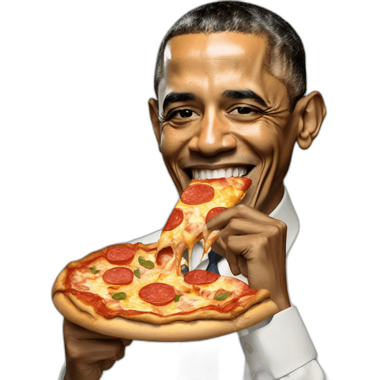 barack obama eating pizza emoji