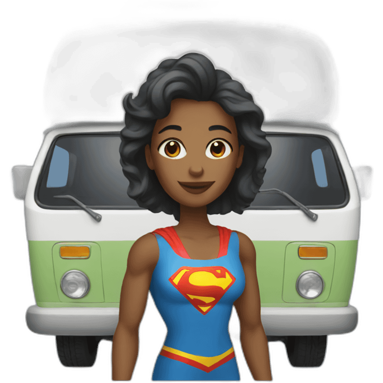 Superwoman with a camper van emoji