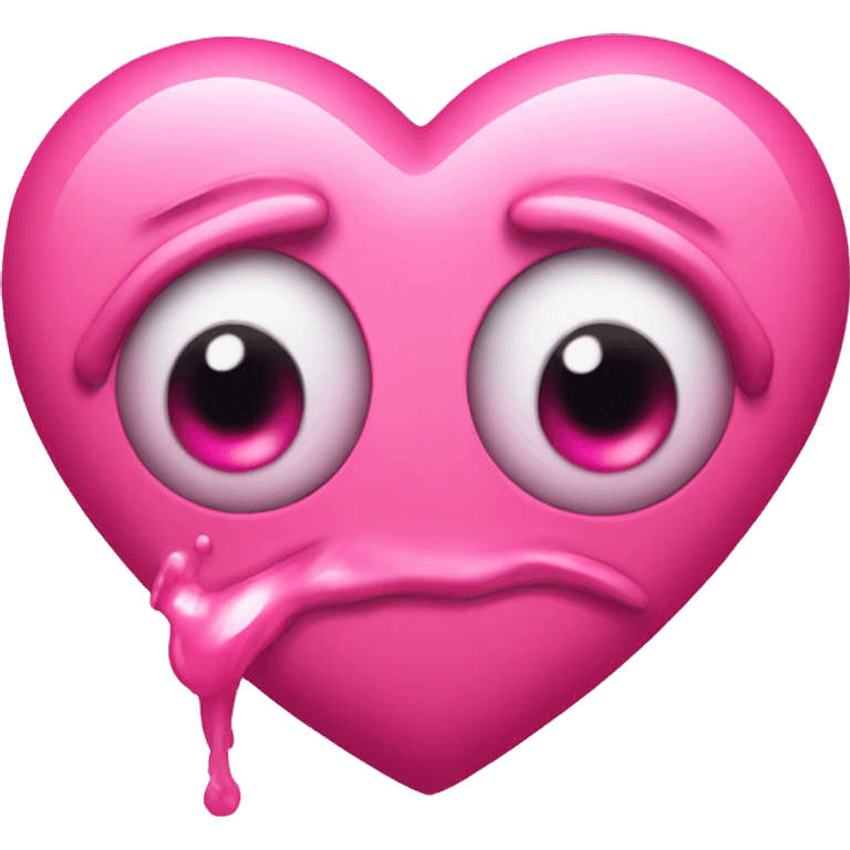 pink heart eye emoji with pink barf emoji