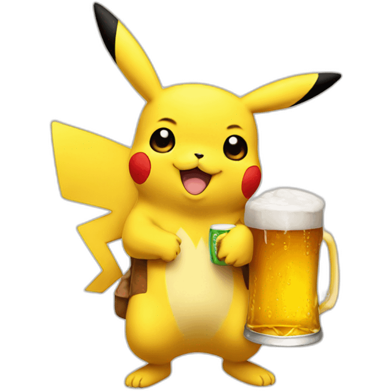 Pikachu holding beer emoji