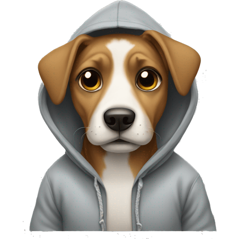 A dog wearing a hoodie  emoji