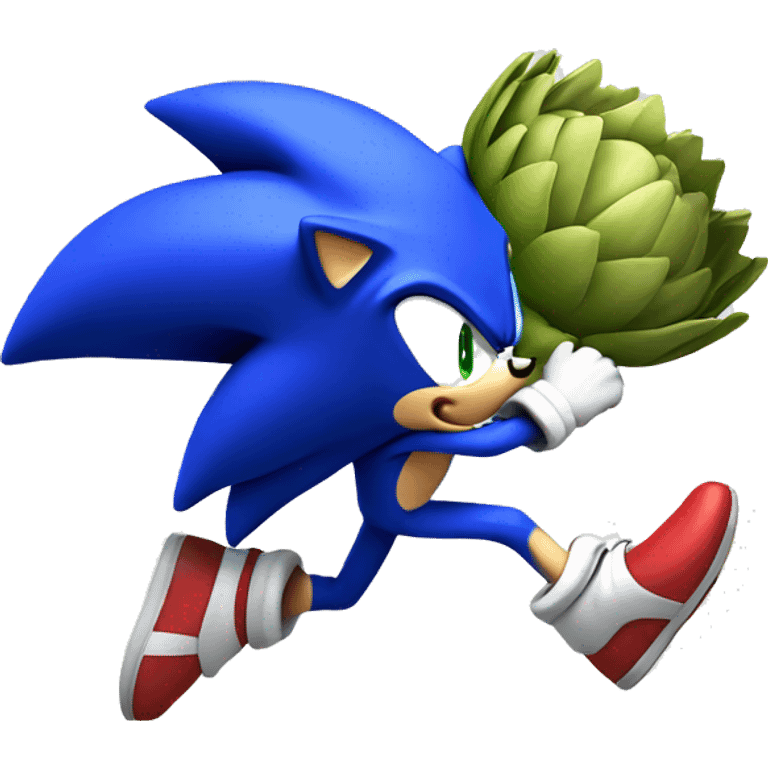 Sonic running with an artichoke  emoji