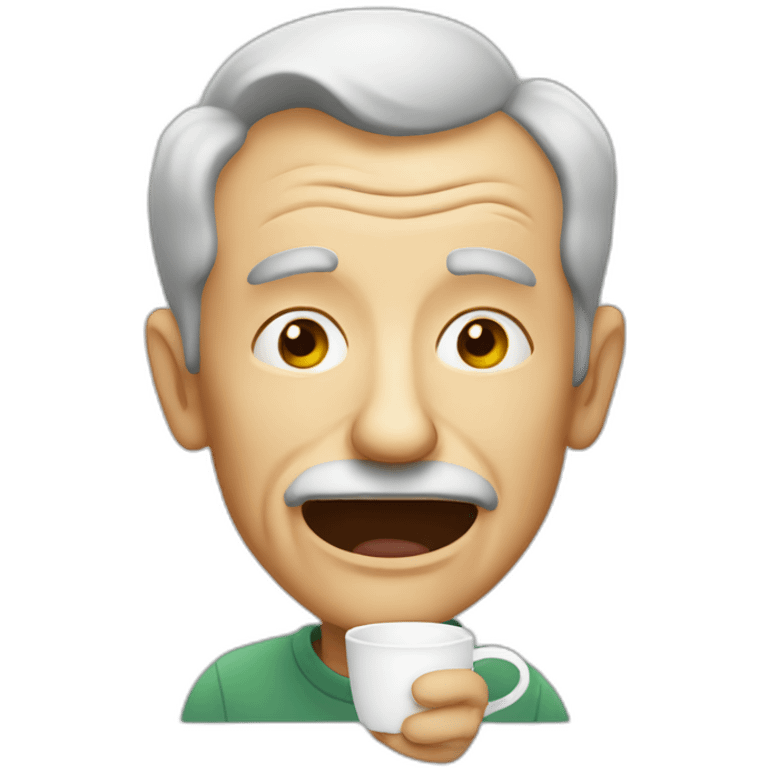 Crazy old man drinking tea emoji