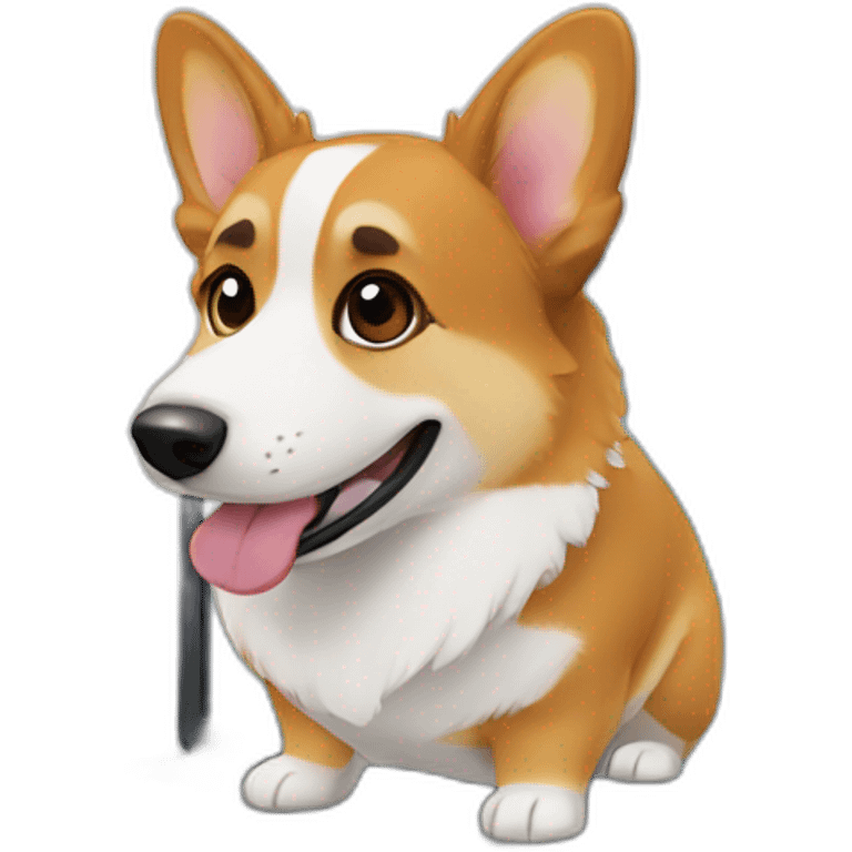 corgi and computer emoji