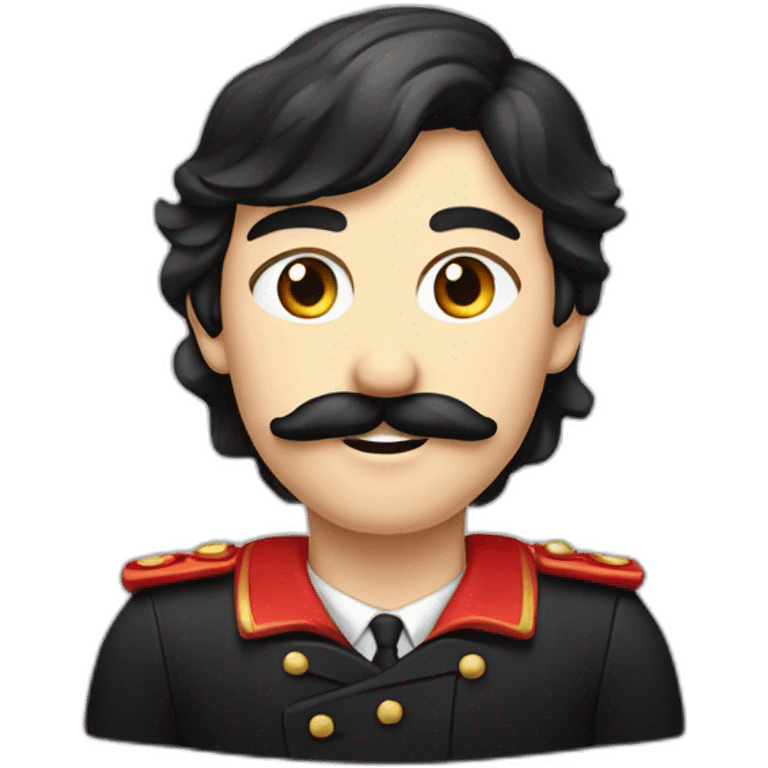 Homme cheveux noirs moustache carré uniforme noir et rouge emoji