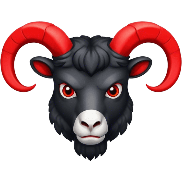 large angry black ram with red horns emoji