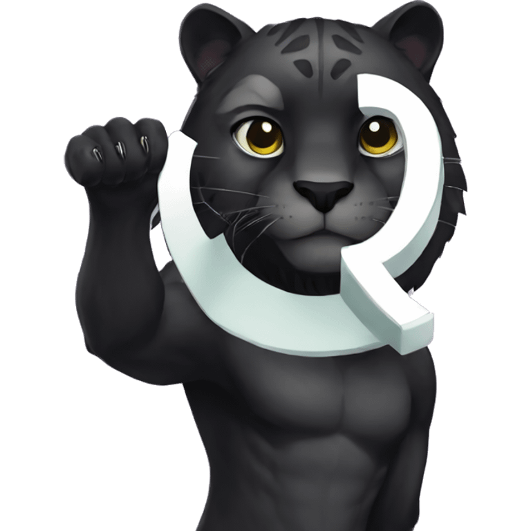 Black panther holding the number 0 in its paws emoji