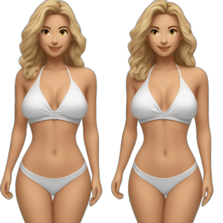 Sexy pose soft-fit Caucasian woman bikini (beach body) bed emoji