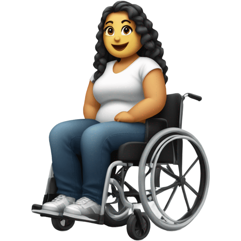 Cool and spunky fat curvy Caucasian girl in wheelchair emoji