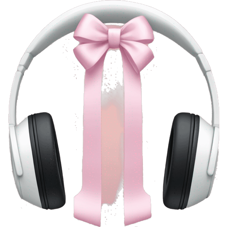 White apple headphones with light pink bows  emoji