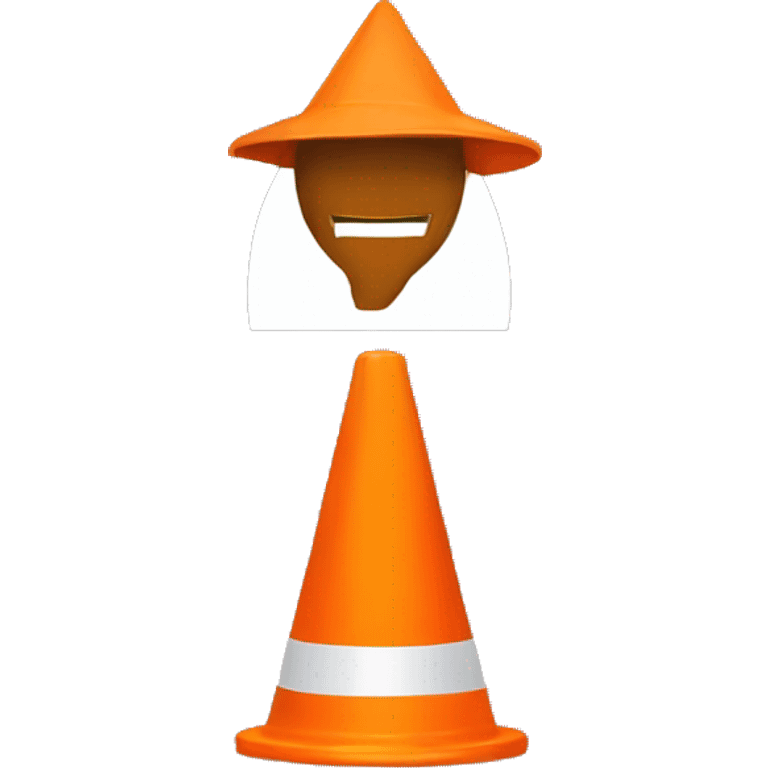 Orange traffic cone on a guy head who hide eyes emoji