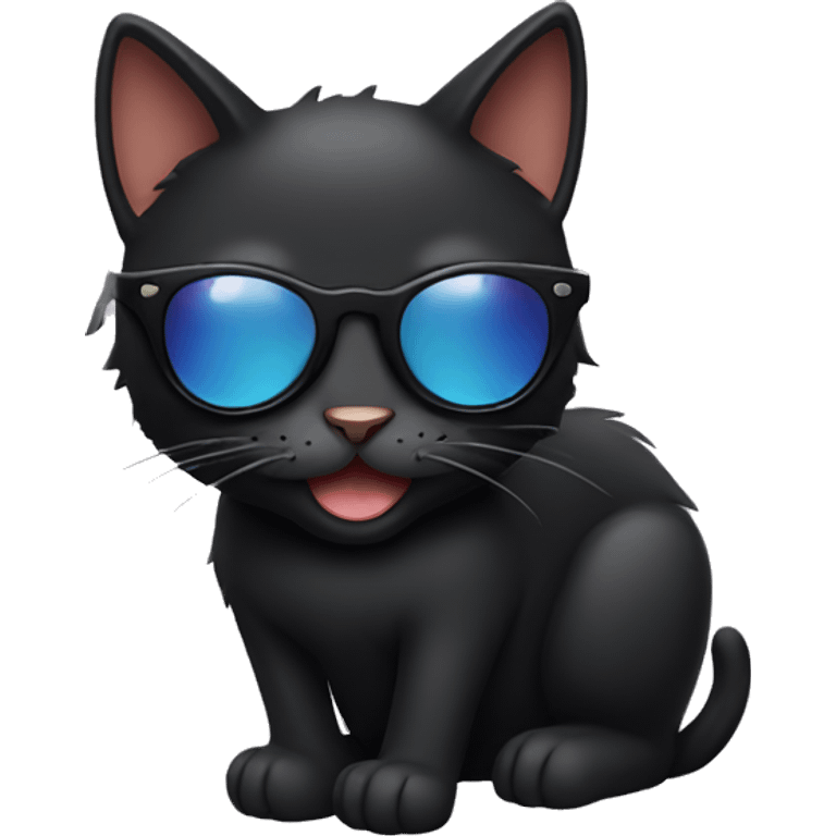 Black Cat wearing sunglasses and smile emoji