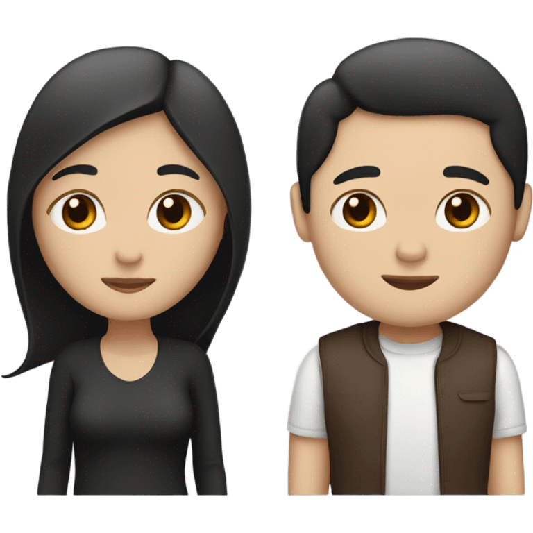 A white couple with black hair and dark brown hair emoji