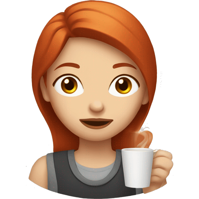 Red hair girl drinking coffee  emoji