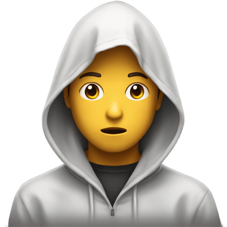 hooded boy portrait gazing forward shocked  emoji