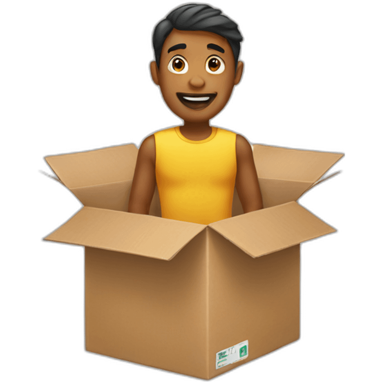 man coming from the box emoji