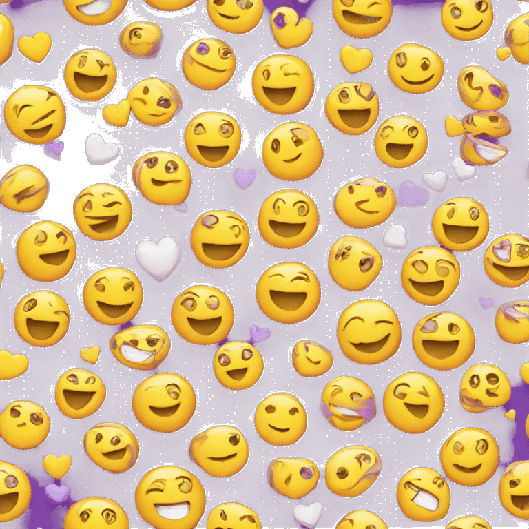 Yellow emoji with purple smiling eyes and white heart  emoji