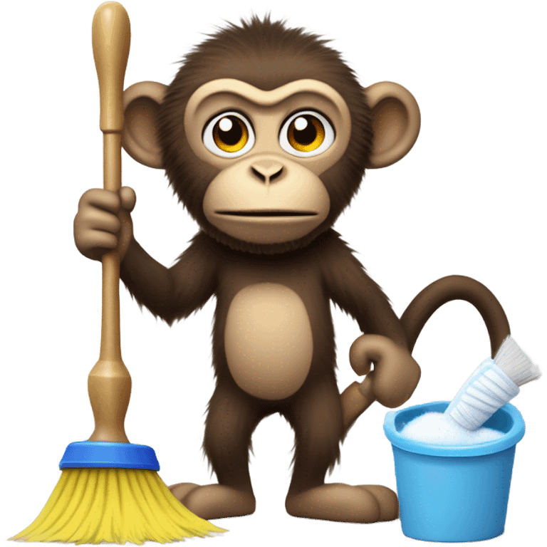 Smelly monkey cleaning bathroom  emoji