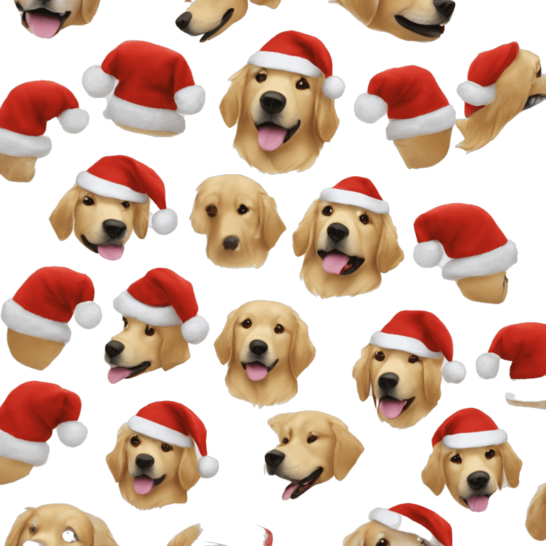 Goldens retriever with Santa hat emoji