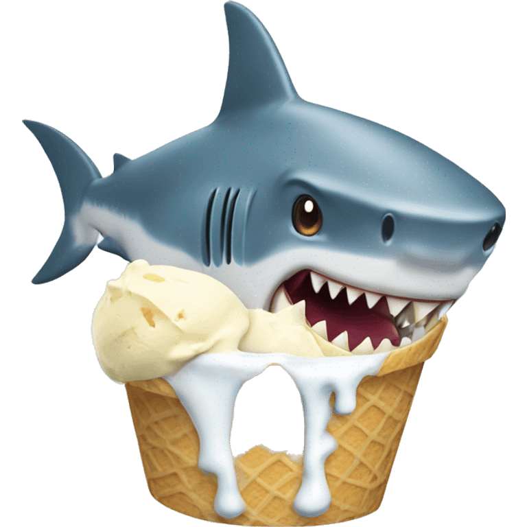 Shark eating ice cream emoji