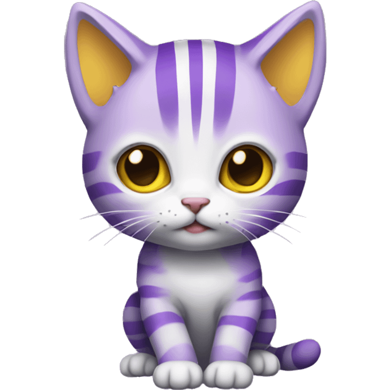 purple kitten with yellow stripes and yellow spikes on back emoji