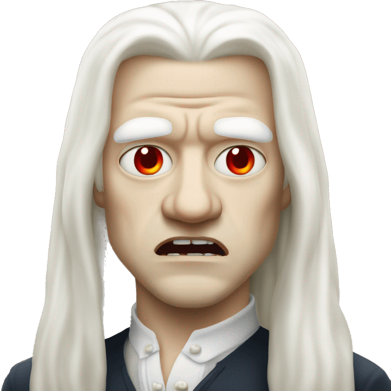 angry aristocratic albino with long white hair one red eye  emoji