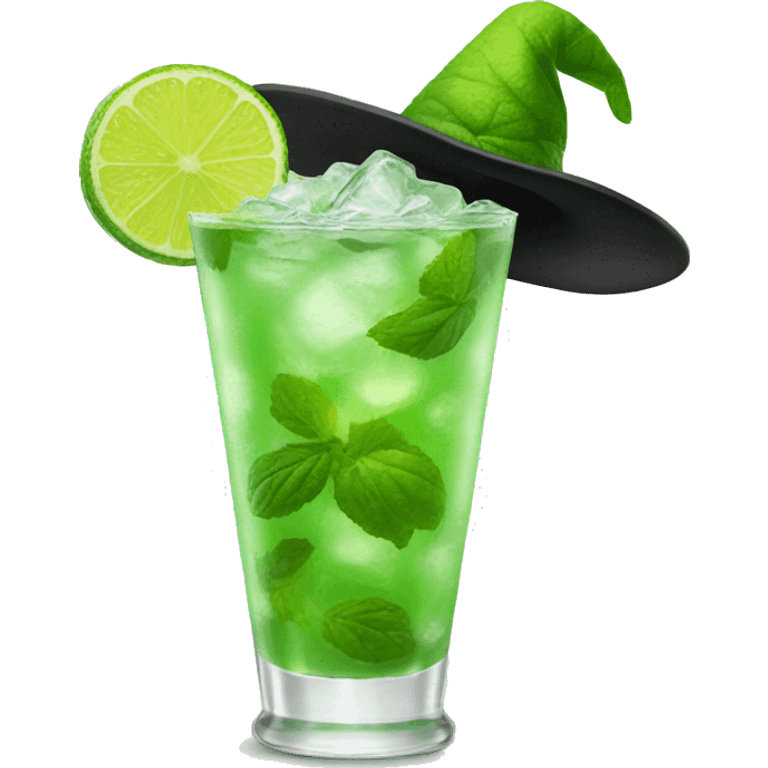 Mojito with witch hat emoji