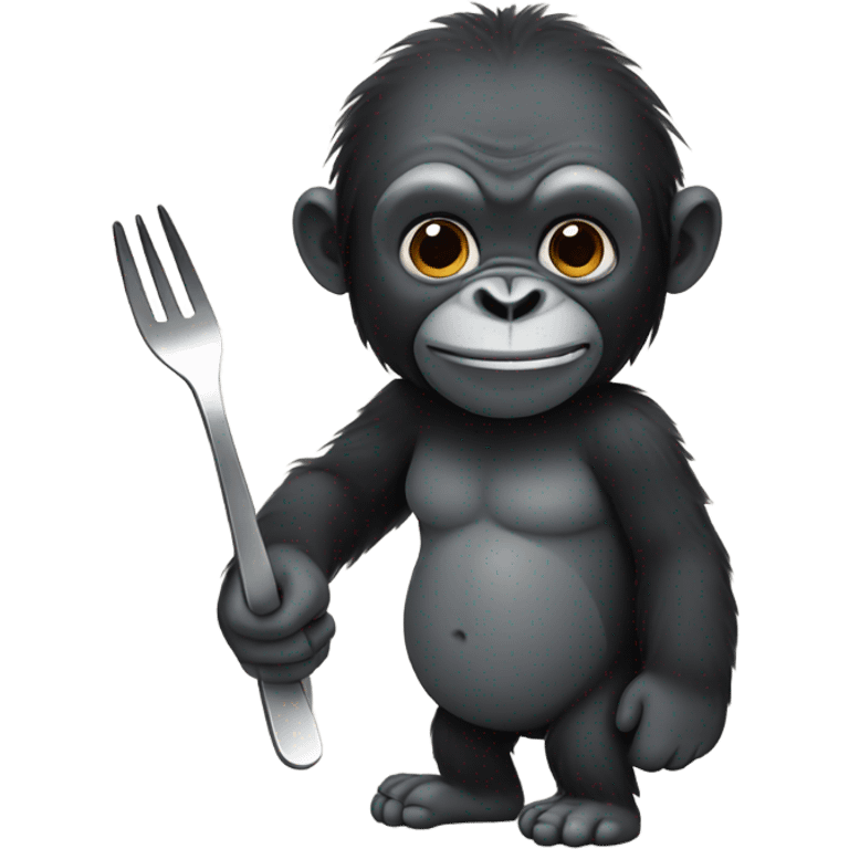 gorilla holding a fork emoji