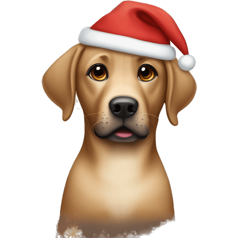 a brown labrador costumed for christmas emoji