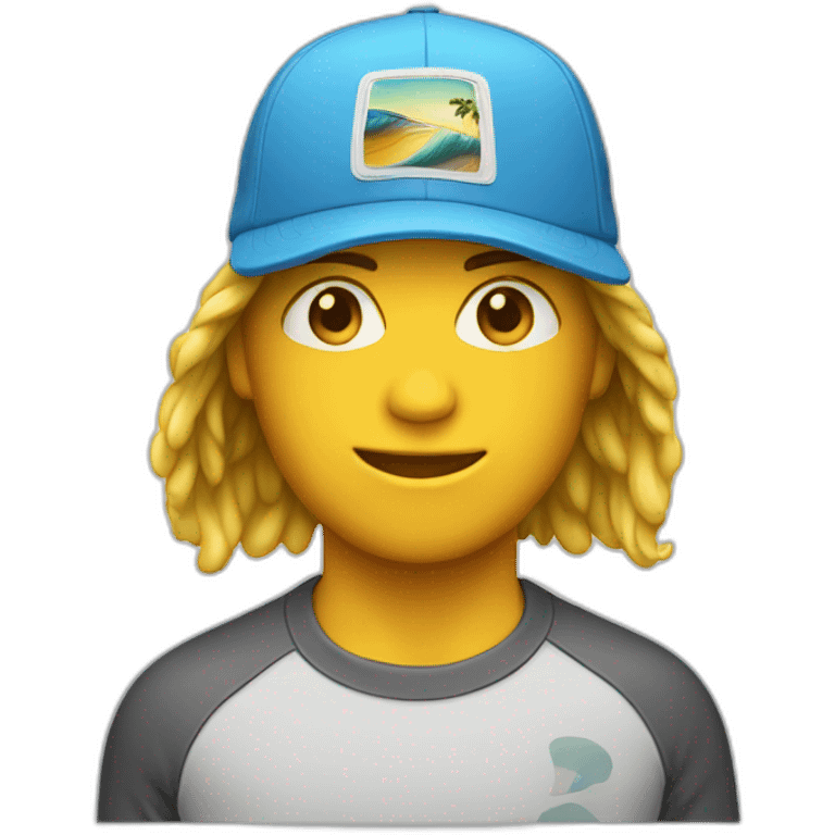 a surfer wearing a cap emoji