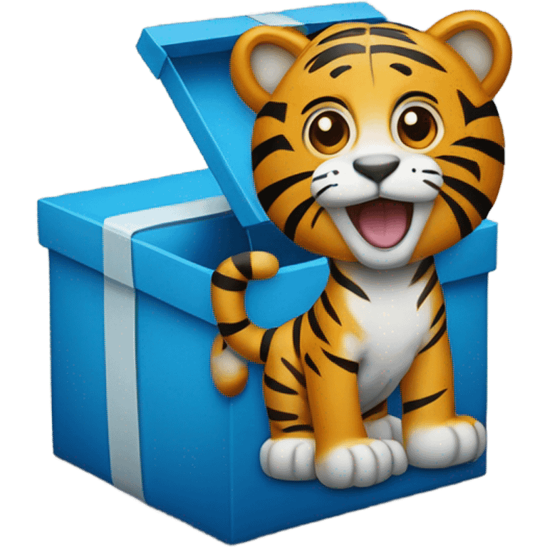 blue box with tonie written on it with a figure of a tiger on it
 emoji