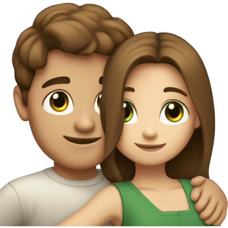 boy-brown-hair hug girl with brown-hair and green-eyes emoji