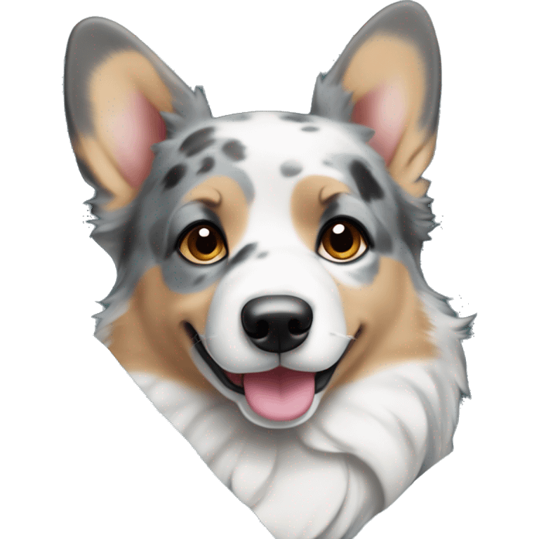 Blue Merle girl corgi with a blue eyes in blanket emoji