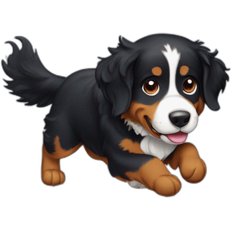 Bernese mountain dog snow skating emoji