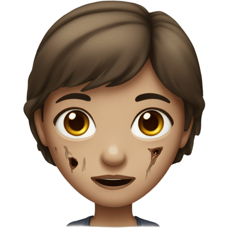 girl with brown hair and eyes zombie emoji