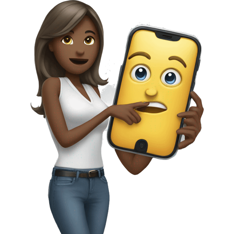 woman showing big phone emoji