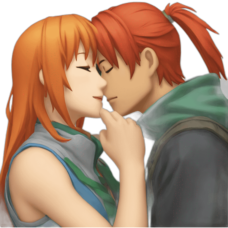 Asuka kissing Rei emoji