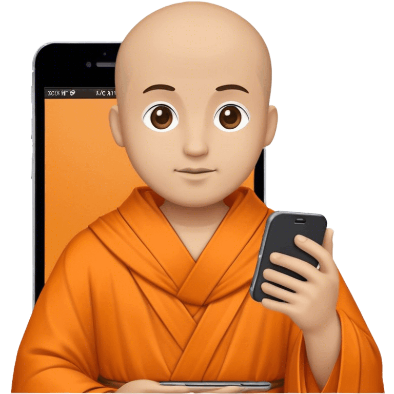 a mobile Phone in a monk orange robe emoji