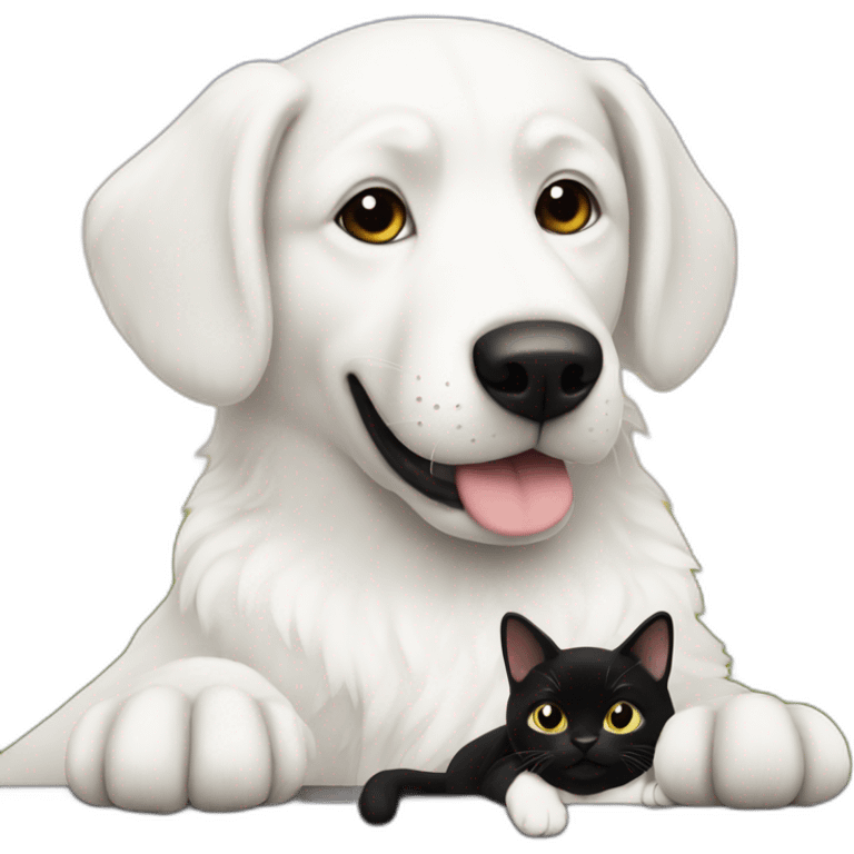 A white dog and a black cat in a picture1 emoji