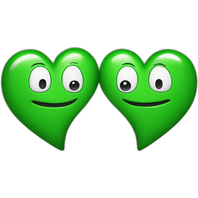 Two-Green-heart-shaking-hand emoji