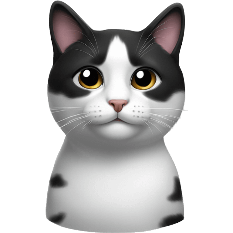 black and white cat with black chin add spot under bottom lip emoji