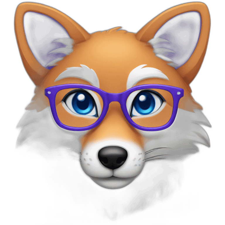 purple fox blue eyes glasses emoji