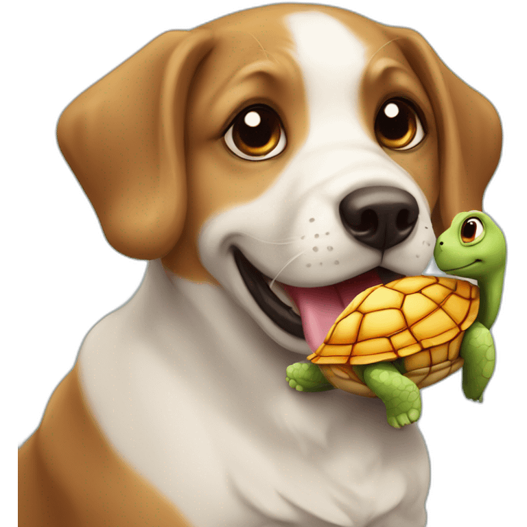 Un chien fait l'amour à une tortue emoji