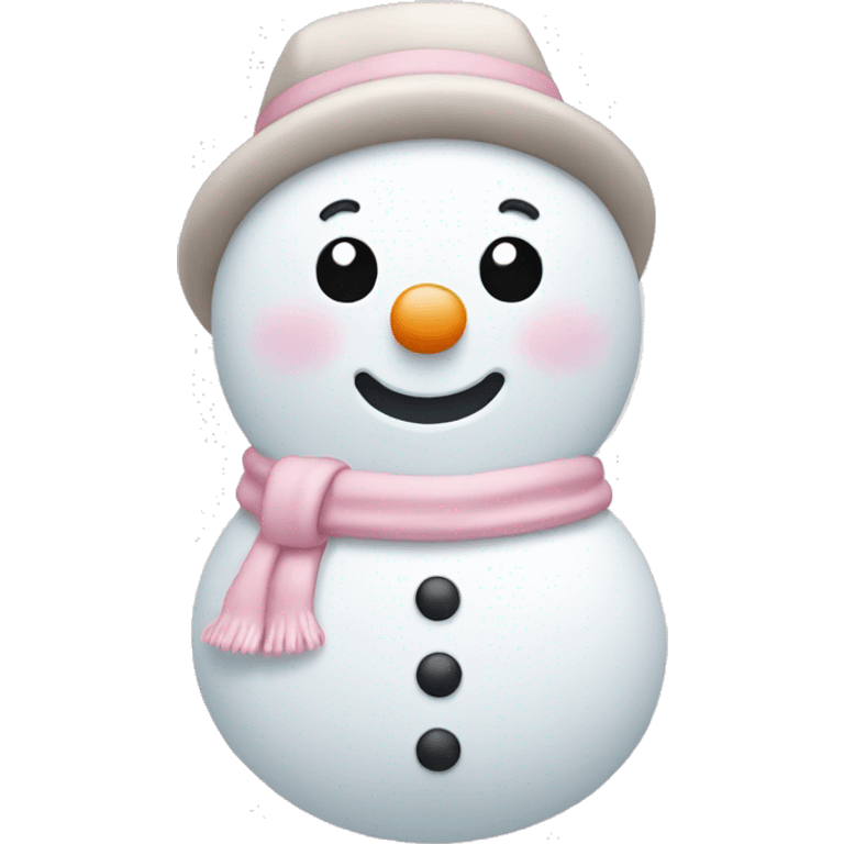 Cute white and light pink snowman emoji