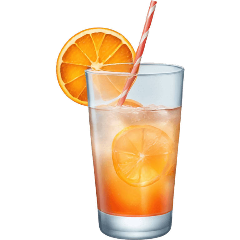 glass of SPRITZ WITH a little ICE, STRAW and slice of orange emoji