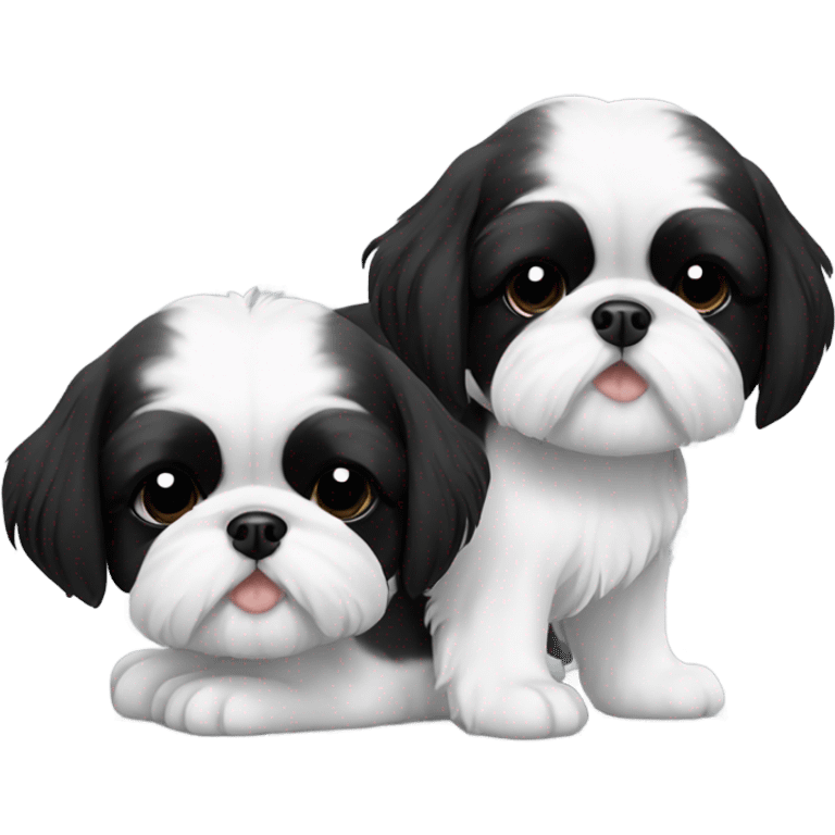 Two black and white shitz tzu puppies  emoji