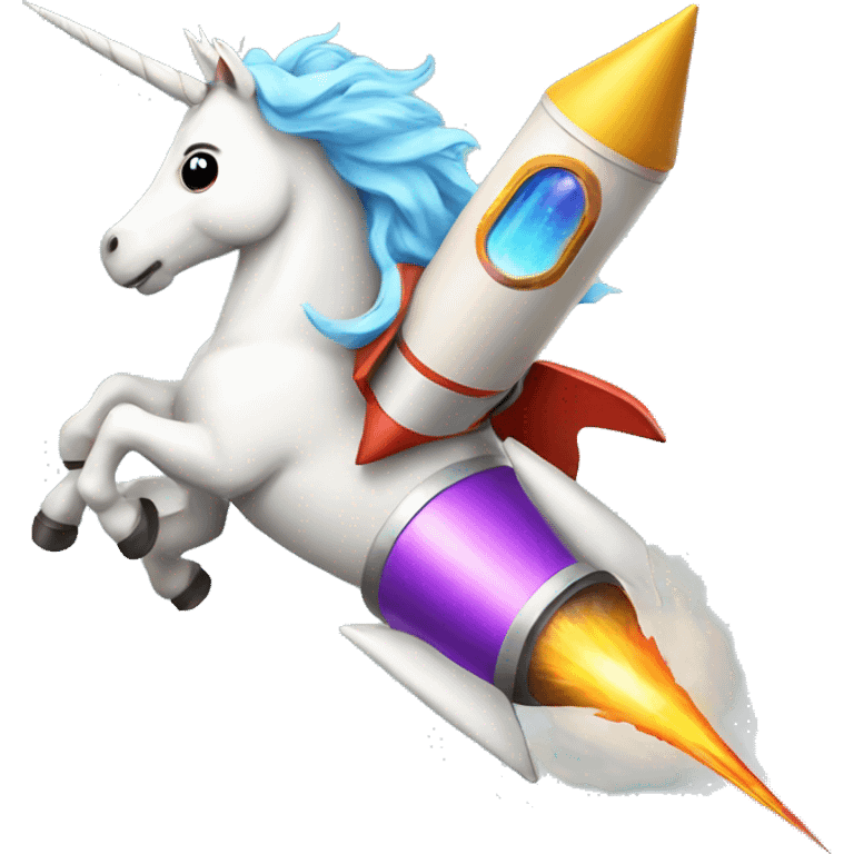 unicorn flying a rocket emoji